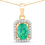 Pendentif en or jaune 10K avec émeraude zambienne et diamant de 0,83 carat