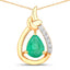 Pendentif en émeraude zambienne véritable de 1,18 carat et diamants blancs en or 10K