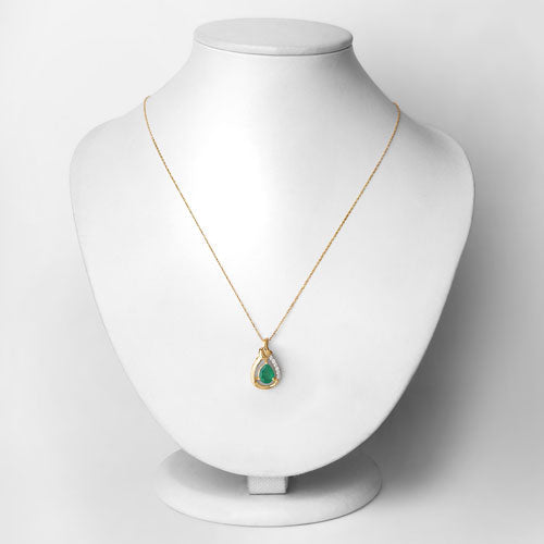 Pendentif en émeraude zambienne véritable de 1,18 carat et diamants blancs en or 10K