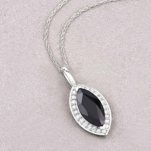 Pendentif en saphir bleu véritable de 2,29 carats et diamants blancs en or blanc 10K