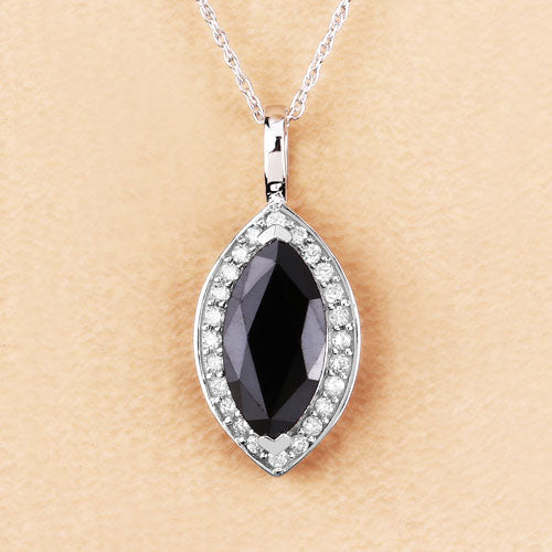 Pendentif en saphir bleu véritable de 2,29 carats et diamants blancs en or blanc 10K