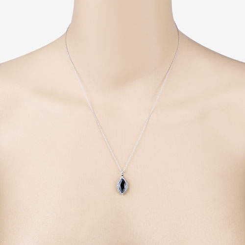 Pendentif en saphir bleu véritable de 2,29 carats et diamants blancs en or blanc 10K