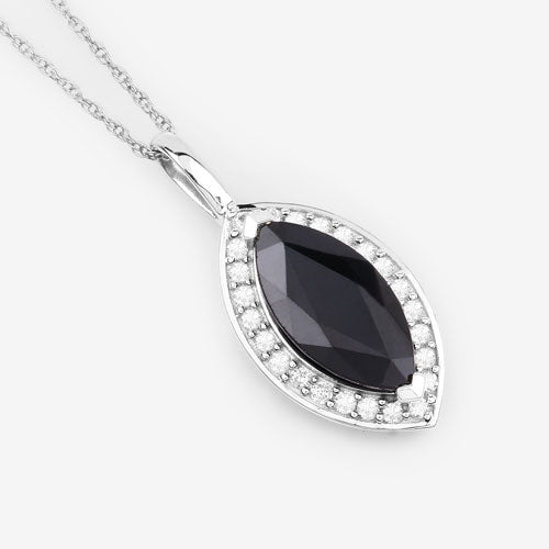 Pendentif en saphir bleu véritable de 2,29 carats et diamants blancs en or blanc 10K