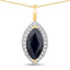 2.29 Carat Genuine Blue Sapphire and White Diamond Pendant