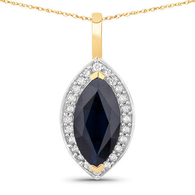 2.29 Carat Genuine Blue Sapphire and White Diamond Pendant