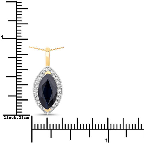 2.29 Carat Genuine Blue Sapphire and White Diamond Pendant
