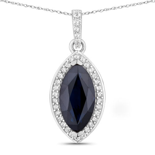 Pendentif en or blanc 10K avec saphir bleu de 2,27 carats et diamants