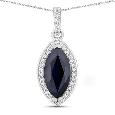 Pendentif en or blanc 10K avec saphir bleu de 2,27 carats et diamants