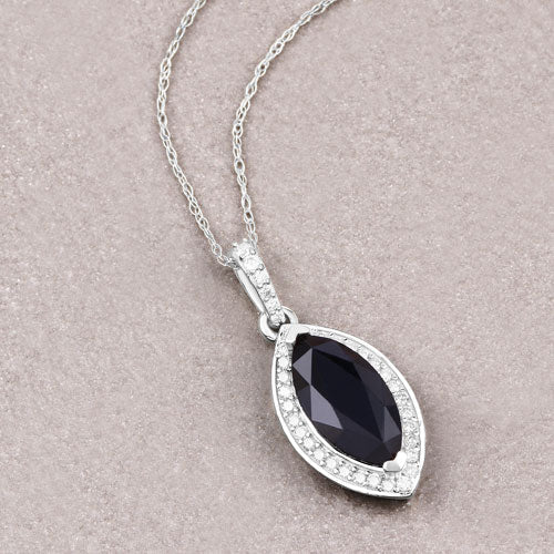 Pendentif en or blanc 10K avec saphir bleu de 2,27 carats et diamants