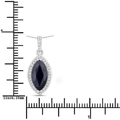 Pendentif en or blanc 10K avec saphir bleu de 2,27 carats et diamants