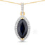 2.27 Carat Blue Sapphire & Diamond 10K Yellow Gold Pendant