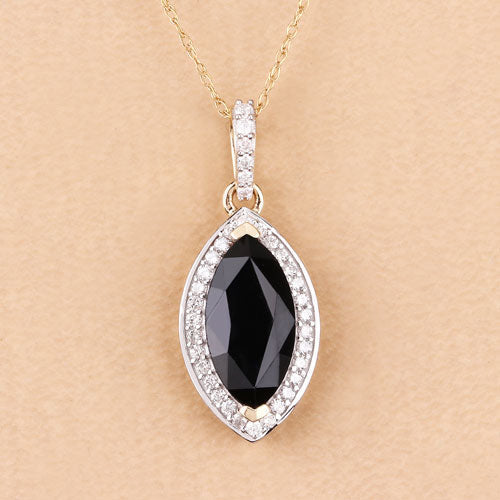 2.27 Carat Blue Sapphire & Diamond 10K Yellow Gold Pendant