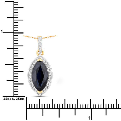2.27 Carat Blue Sapphire & Diamond 10K Yellow Gold Pendant