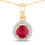 Colgante de Rubí Genuino de 0.62 Quilates y Diamantes Blancos en Oro Amarillo de 14K