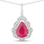 1.29 Carat Genuine Ruby and White Diamond Pendant in 14K White Gold