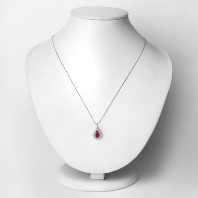 Pendentif en rubis véritable de 1,29 carat et diamants blancs en or blanc 14 carats