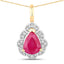 Colgante de Rubí Genuino de 1.29 Quilates y Diamantes Blancos en Oro Amarillo de 14K
