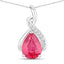 Colgante de Rubí Genuino de 1.98 Quilates y Diamante Blanco en Oro Blanco de 14K