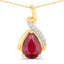 1.98 Carat Genuine Ruby and White Diamond Pendant in 14K Yellow Gold