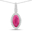 Pendentif en or blanc 14K avec rubis véritable de 1,60 carat et diamants blancs