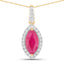 1.60 Carat Genuine Ruby and White Diamond 14K Yellow Gold Pendant
