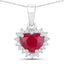 1.48 Carat Ruby and Diamond Heart Pendant in 14K White Gold