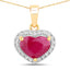 2.08 Carat Genuine Ruby and White Diamond Pendant in 14K Yellow Gold