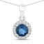 Pendentif en or blanc 14K avec saphir bleu et diamants de 0,72 carat