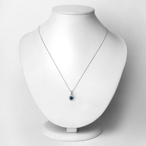 Pendentif en or blanc 14K avec saphir bleu et diamants de 0,72 carat