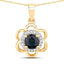 Colgante de Zafiro Azul y Diamante de 0.94 Quilates en Oro Amarillo de 14K