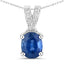 0.71 Carat Genuine Blue Sapphire and White Diamond Pendant in 14K White Gold