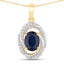 1.71 Carat Genuine Blue Sapphire and White Diamond Pendant in 14K Gold