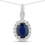 Pendentif en saphir bleu de 1,79 carat et diamants blancs en or blanc 14 carats