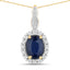 1.79 Carat Blue Sapphire & Diamond 14K Yellow Gold Pendant
