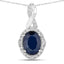 1.72 Carat Blue Sapphire & Diamond 14K White Gold Pendant