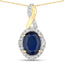 Colgante de Zafiro Azul y Diamante de 1.72 Quilates en Oro Amarillo de 14K