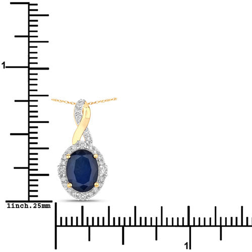 Colgante de Zafiro Azul y Diamante de 1.72 Quilates en Oro Amarillo de 14K