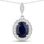 Colgante de Zafiro Azul y Diamante de 3.38 Quilates en Oro Blanco de 14K