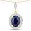 3.38 Carat Genuine Blue Sapphire and White Diamond Pendant in 14K Gold