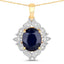 6.44 Carat Genuine Blue Sapphire and White Diamond Pendant