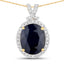 6.58 Carat Blue Sapphire & Diamond 14K Yellow Gold Pendant