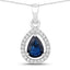 0.91 Carat Blue Sapphire & Diamond 14K White Gold Pendant