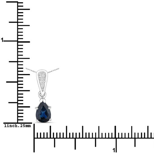 Pendentif en or blanc 14K avec saphir bleu et diamant de 0,85 carat