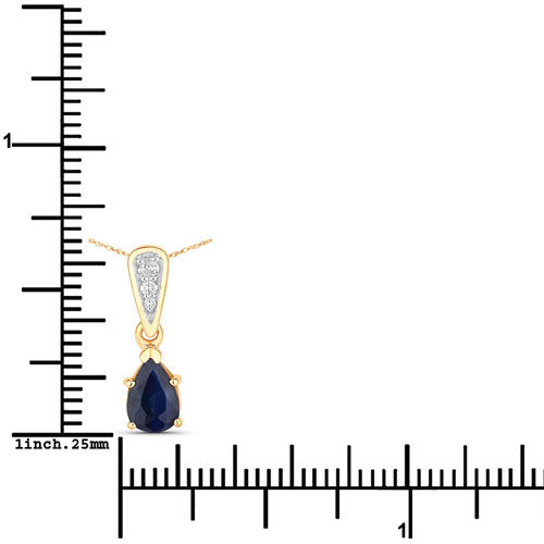 0.85 Carat Blue Sapphire and Diamond 14K Yellow Gold Pendant