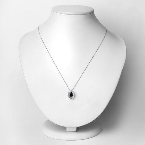 Pendentif en or blanc 14K avec saphir bleu de 1,15 carat et diamants