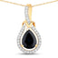 1.48 Carat Blue Sapphire and Diamond 14K Yellow Gold Pendant