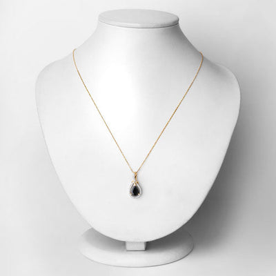 1.48 Carat Blue Sapphire and Diamond 14K Yellow Gold Pendant