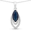 Pendentif en or blanc 14K avec saphir bleu et diamants de 1,42 carat