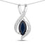2.27 Carat Genuine Blue Sapphire and White Diamond Pendant in 14K White Gold