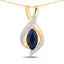 Pendentif en or jaune 14K avec saphir bleu de 2,27 carats et diamants